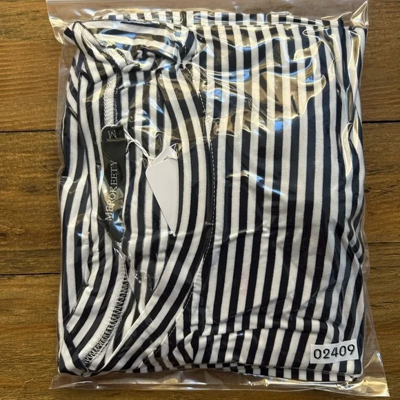 MEROKEETY Striped Navy Blue and White Dress Short sleeve with front tie Nautical - Picture 10 of 13